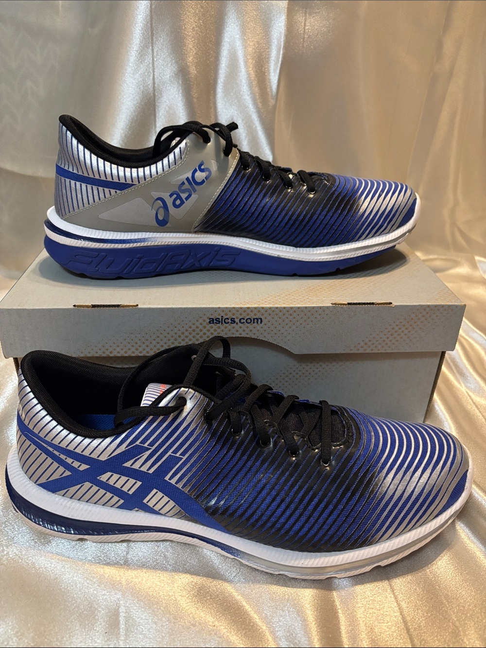 ASICS Blue & Silver Striped Running Sneakers